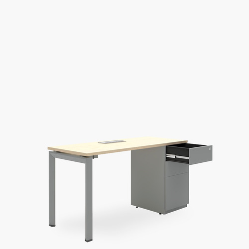 Escritorio Neo Con Pasacables 140x60 Con Cajonera Metalica