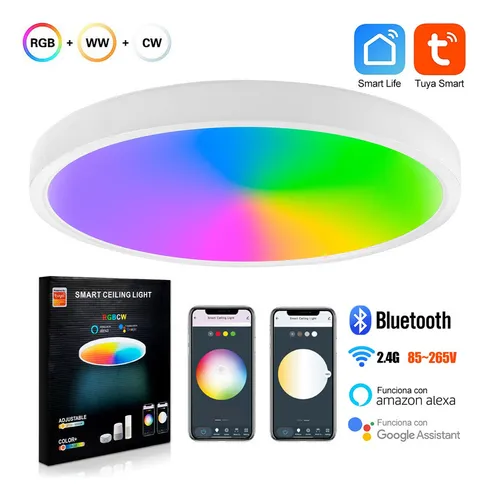 V Lámpara De Techo Inteligente Tuya Wifi Bluetooth Rgbcw 24w