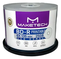 Comprar 400 Un Bluray Maketech Printable 25 Gb 135 Minutos 6x Escura