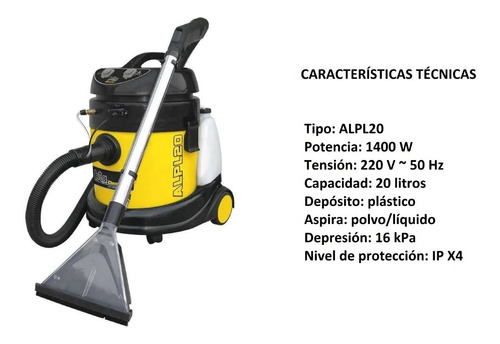 Imagen 2 de 6 de Aspiradora Lavatapizados Bta Tools Alpl20 20l 1400w Nueva