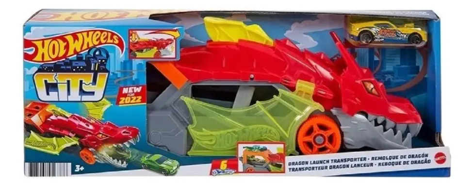 Pista De Carro De Brinquedo Reboque de Dragão Hot Wheels Da Mattel