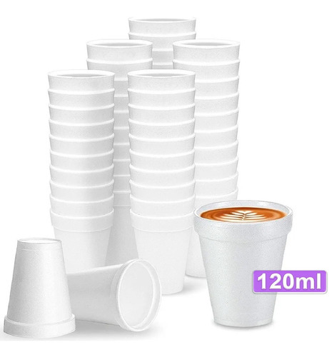 Copo Isopor Termico P/ Cafe 120ml Descartavel C/ 300 Un Cor Branco