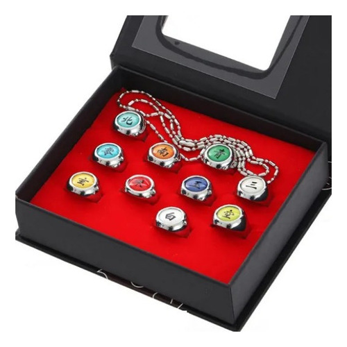 10 Piezas Akatsuki Miembro Anillo Cosplay Anime Naruto Plata