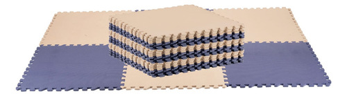Tapete Multiusos Foam Ejercico Gym Yoga 60x60cm 8 Pzs Color Azul Y Blanco