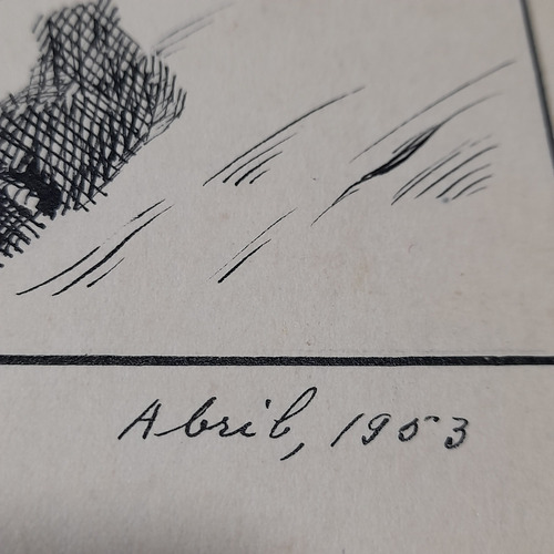 Imagem 3 de 8 de Pintura Desenho Bico De Pena Nanquim Datado 1953 Antigo