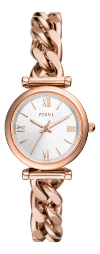 Reloj Mujer Fossil Es5330 Carlie Correa Rosa Bisel Rosa Fondo Blanco