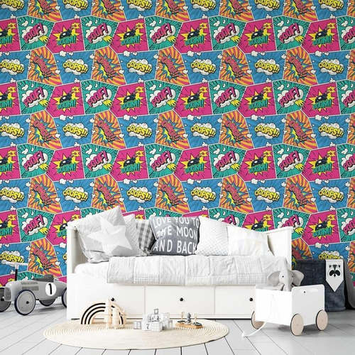 Imagem 4 de 6 de Papel De Parede Adesivo Pop Art Quadrinhos N05011 Rolo De 0,