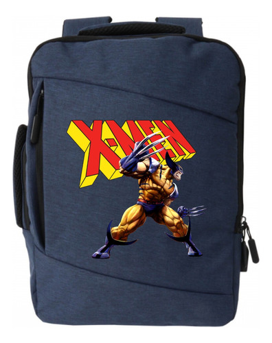 Morral Espalda X-men Wolverine Maleta Portafolio Azul