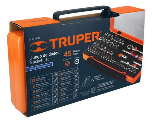 Juego Autocle 1/4 Mm Para Mecanico 45 Pz Truper 13939