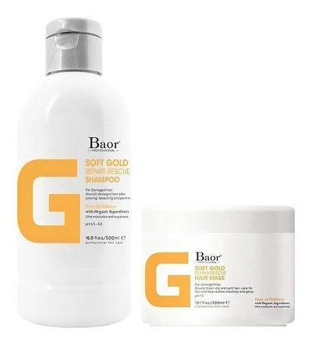 Shampoo Reparador + Mascarilla Baor G Soft Gold