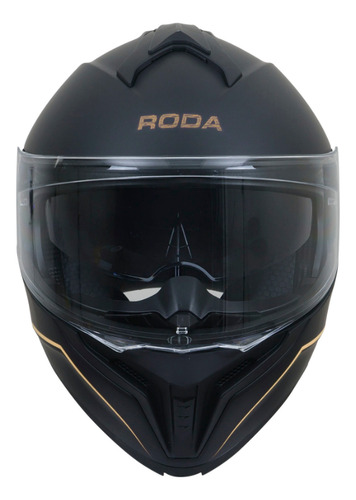 Casco Certificado Roda Force Blanco Abatible Con Visor Solar Negro Dorado Solido Xl