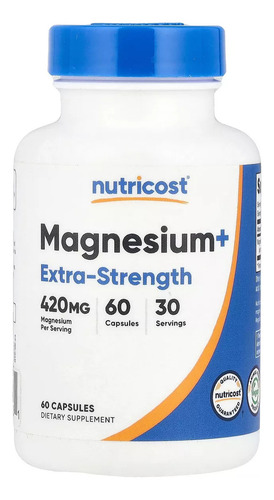 Nutricost Magnesio+ Extra Fuerte 420mg 60 Caps 30 Serv Sabor Sin Sabor