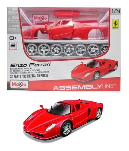 Imagem 1 de 8 de Kit Para Montar Diecast Enzo Ferrari Vermelho 1:24 Maisto
