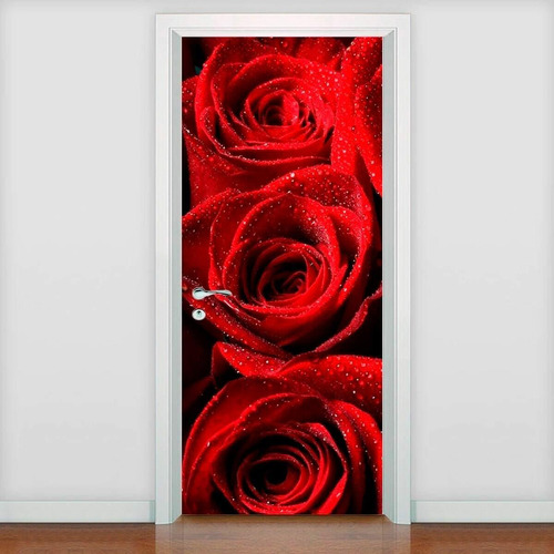 Adesivo De Porta Florais Rosas-93x210cm