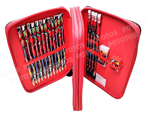 Imagen 3 de 9 de Cartuchera Canopla Spiderman 2 Pisos Con Utiles Ha588 Cresko