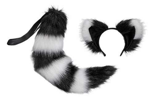 2024 Diadema Con Orejas De Gato De Peluche, Cola Grande,