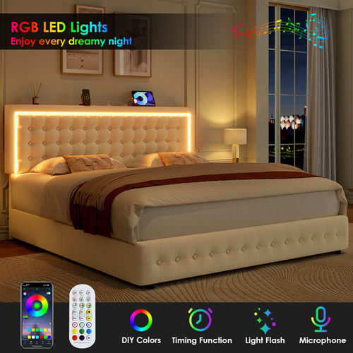 Base De Cama Matrimonial C/puerto Usb & 2 Cajones Gamapache