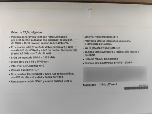 iMac 2017 21.5 Pulgadas (Usado)
