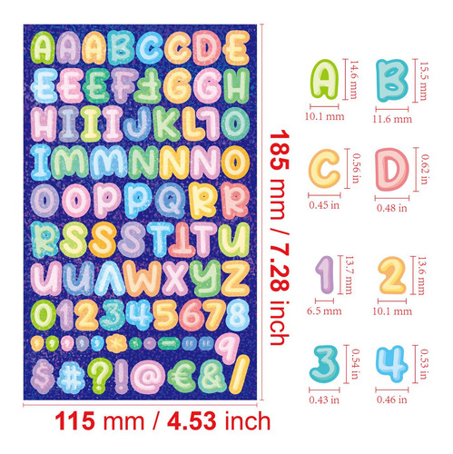 6x Pegatinas De Números Y Letras, Pegatinas De Dibujos