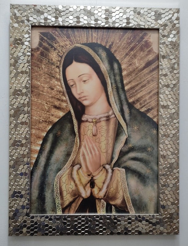 Virgen De Guadalupe De Perfil En Marco Condesita 47 X 35 Cms