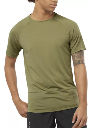 Playera Running Salomon Cross Run Verde Hombre Lc2138700