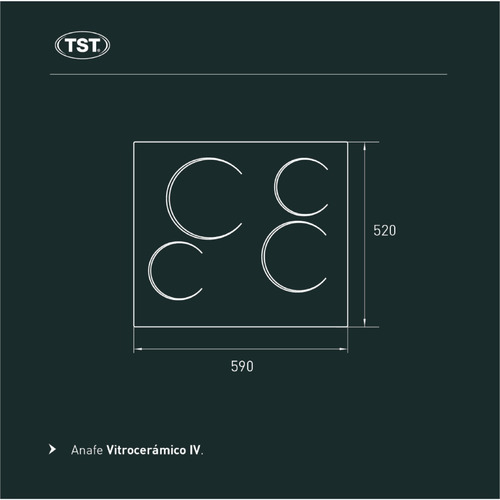 Imagen 3 de 4 de Anafe Electrico Tst Vitro Blanco 4 Hornallas