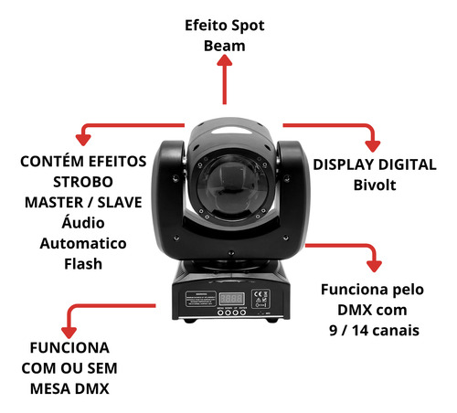Kit 4 Moving Head Led Spot Beam 90w Rgb Bivolt Profissional