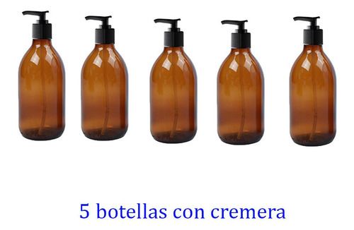 Frasco Botella Vidrio Gatillo Cremera Spray Ambar 500ml X5