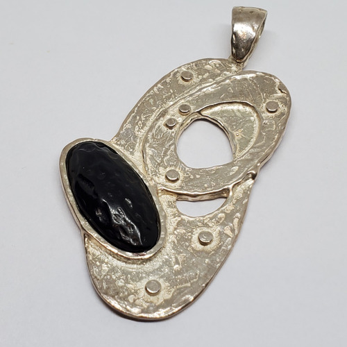 Imagen 3 de 6 de Dije Plata Con Resina Negra 30 X 60 Mm