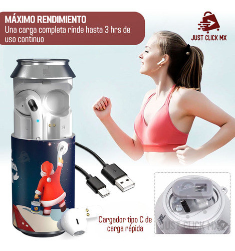 Audífonos Bluetooth Inalámbricos Santa Claus Navidad Lata Color Blanco