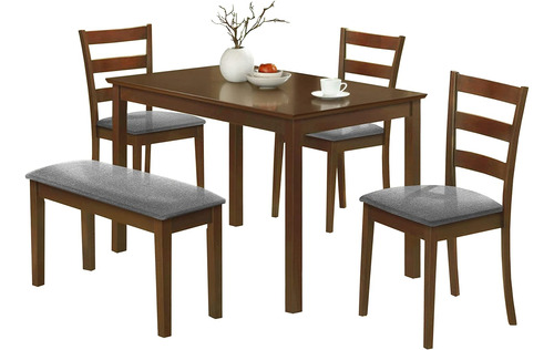 Us Pride Furniture Marrón Estilo Moderno 5pc Set 1 Banco3 Si