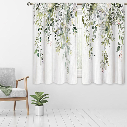 2x Hojas Cortinas De La Ventana Cortinas De 90cmx210cm