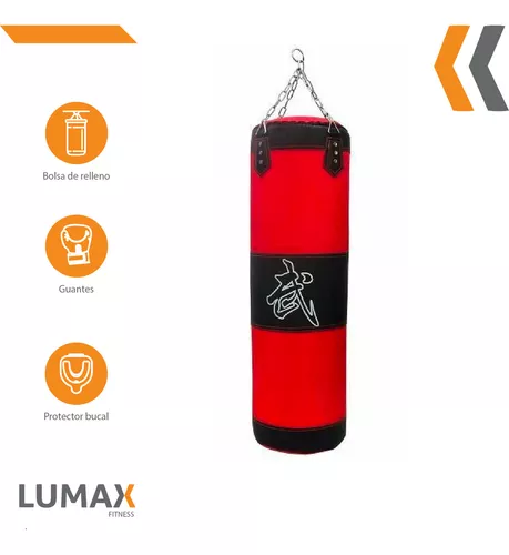 Kit Saco Costal De Boxeo + Guantes Para Adultos Durabilidad Color Rojo