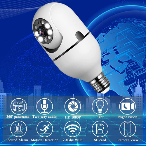 Cámara Bombilla 2pcs Cámara 1080p Wifi Con Tarjeta 32g