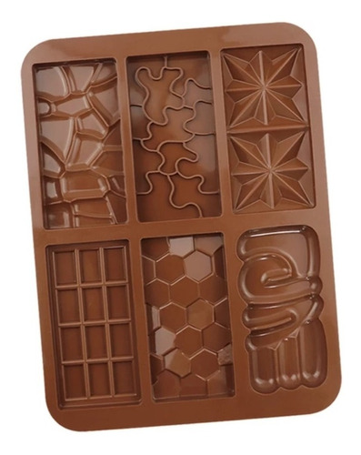 Molde Silicona 6 Tabletas Chocolate Diseños Reposteria 