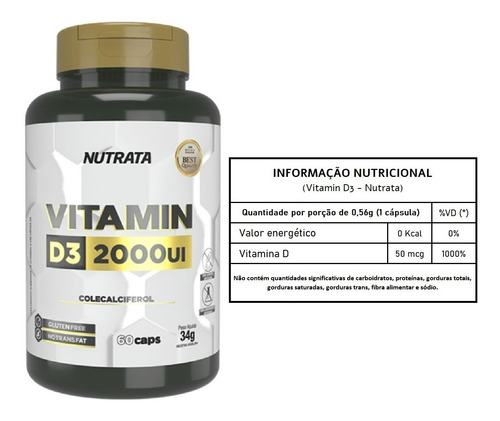 Vitamina D3 2000 Ui - Nutrata 60 Cápsulas