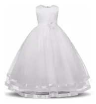 Comprar Vestido Niña Blanco Little Girl White Long Navidad - Genieka