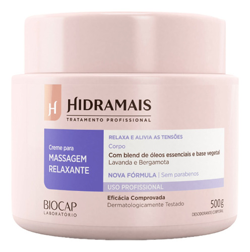 Creme Para Corpo Hidramais Profissional Para Massagem Relaxante En Pote De 500ml/500g