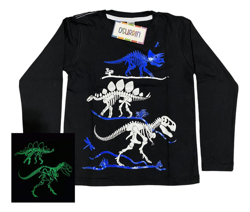 Remeras Glow Brilla Oscuridad Dinosaurio T Rex Jurassic Park