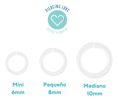 Piercing Aro Silicona Transparente Flexible Retenedores