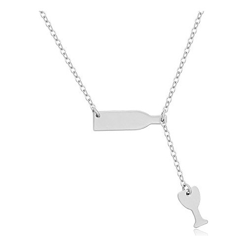 Collar Copa De Vino Oro Plata, Compatible Con Mujeres.