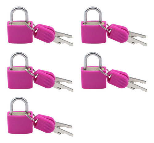 5 Mini Candado Rosado Llave Cerradura S Para Mochila Escolar