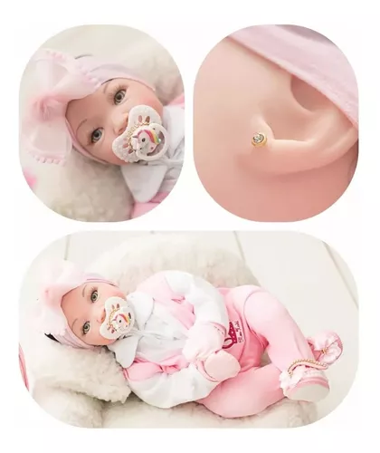 Bebê Reborn Realista Menino Baby Silicone Com Mamadeira