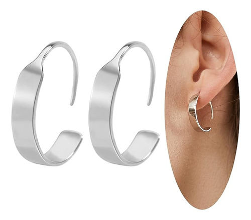 925 Silver Huggie Half Hoop Earrings Hypoallergenic Minimali