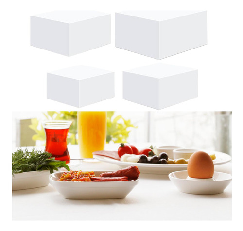 4x Acrílico Display Riser Caixa Comida Riser Branco M