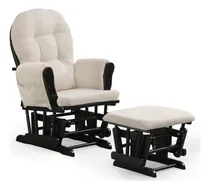 Comprar Silla Mecedora Y Banquito, Mama Lactancia Bebe, Negra Beige 