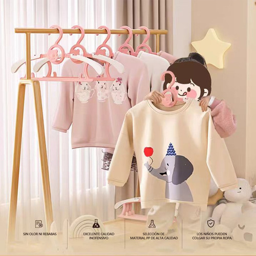 10 Pcs Percha Retráctil Para Ropa Infantil Con Gancho