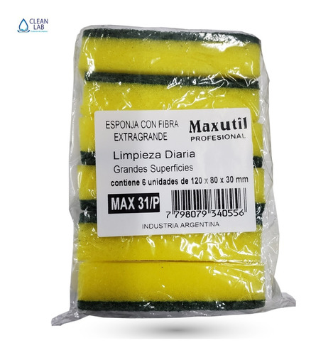 Fibra Esponja Extra Grande Pro06 X Docena Maxutil 12x8cm