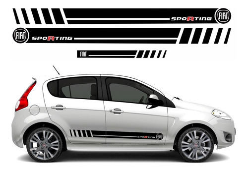 Kit Adesivos Tunning Compatível Fiat Palio Sporting Cor Preto
