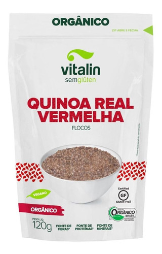 Quinoa Real Vermelha em Flocos Orgânica Vitalin Pouch 120g
